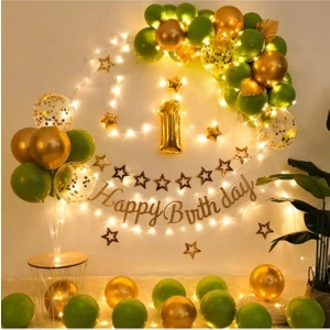 Çıtı Pıtı Store Gold Yeşil Balon Kemer Çelenk Kiti ve Işık