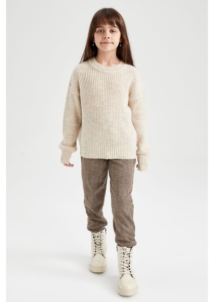 Kız Çocuk Oversize Bisiklet Yaka Triko Kazak Z4620A622WN
