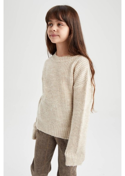 Kız Çocuk Oversize Bisiklet Yaka Triko Kazak Z4620A622WN