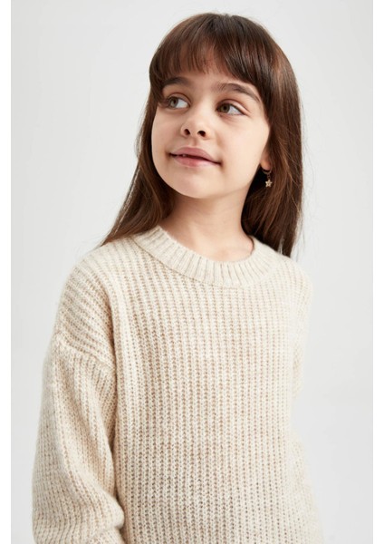 Kız Çocuk Oversize Bisiklet Yaka Triko Kazak Z4620A622WN