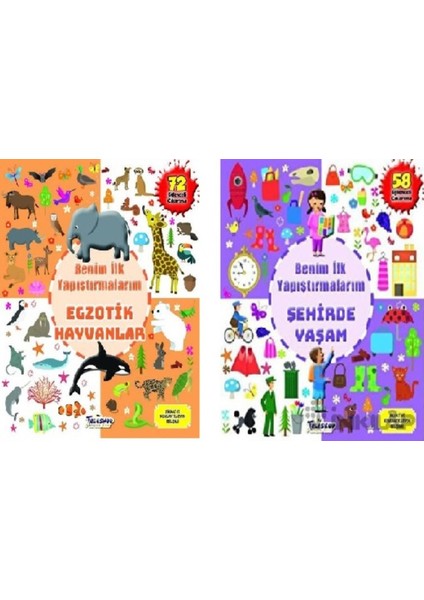 Benim İlk Yapıştırmalarım Seti 2 Kitap - Egzotik Hayvanlar - Şehirde Yaşam