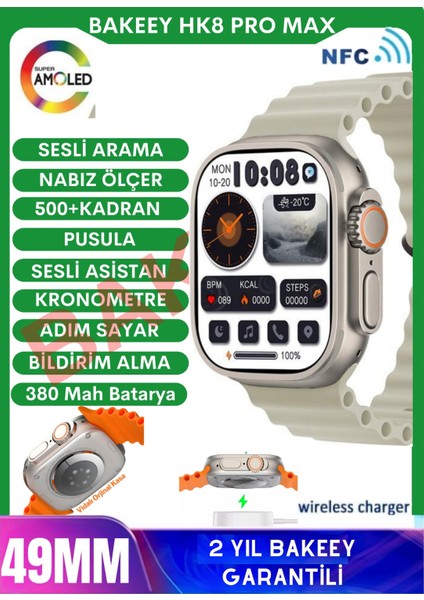 Hk8 Pro Max Ultra 2,12''Amoled Ekran Akıllı Saat 3 Kordon Gps,Pusula,Nfc,Ios ve Androıd Watch 8