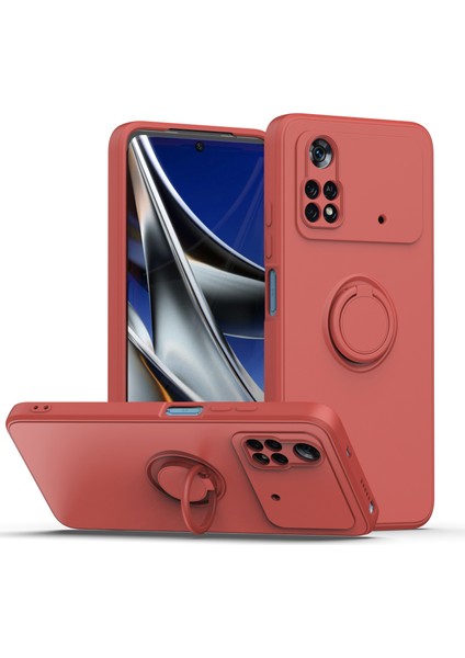 Xiaomi Poco M4 Pro 4g Için Ince Silikon Yüzük Stand Telefon Kılıfı - Koyu Kırmızı (Yurt Dışından)