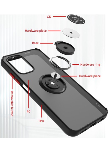 Xiaomi Redmi Note 10 4g / Note 10S Için Yüzük Stand Mat Sert Silikon Telefon Kılıfı - Mavi (Yurt Dışından) modelleri