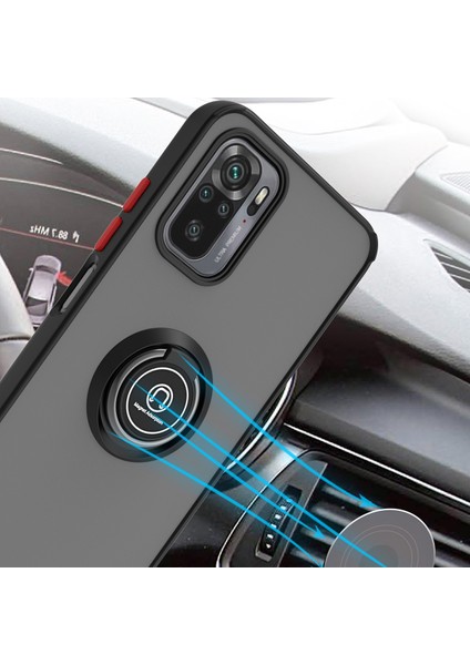 Xiaomi Redmi Note 10 4g / Note 10S Için Yüzük Stand Mat Sert Silikon Telefon Kılıfı - Mavi (Yurt Dışından) fırsatları