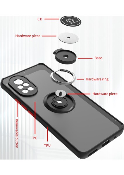 Huawei Nova 8 Için Yüzük Stand Mat Sert Silikon Telefon Kılıfı - Siyah (Yurt Dışından) modelleri