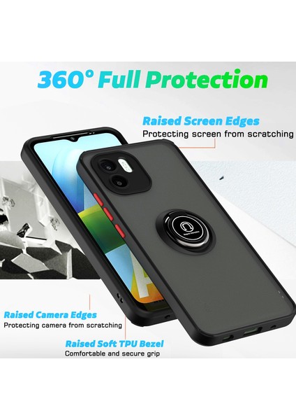Xiaomi Redmi A1 Için Yüzük Stand Mat Sert Silikon Telefon Kılıfı - Siyah (Yurt Dışından) fiyatları