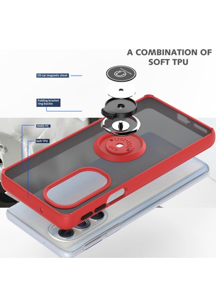 Motorola Edge X30 / X30 Pro Için Yüzük Stand Mat Sert Silikon Telefon Kılıfı - Yeşil (Yurt Dışından) modelleri