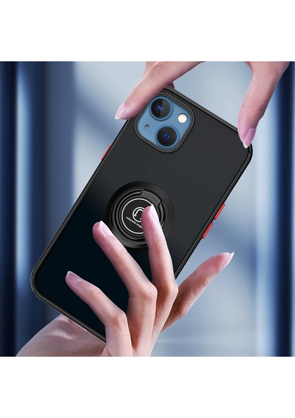 iPhone 13 Için Yüzük Stand Mat Sert Silikon Telefon Kılıfı - Mavi (Yurt Dışından) indirimleri