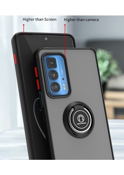 Motorola Edge 20 Pro Için Yüzük Stand Mat Sert Silikon Telefon Kılıfı - Yeşil (Yurt Dışından) fiyatları