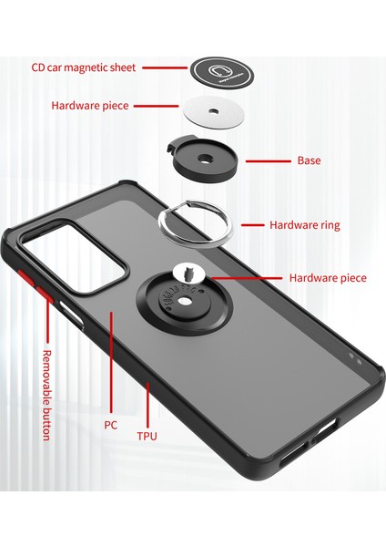 Motorola Edge 20 Pro Için Yüzük Stand Mat Sert Silikon Telefon Kılıfı - Yeşil (Yurt Dışından) modelleri
