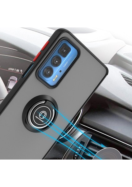 Motorola Edge 20 Pro Için Yüzük Stand Mat Sert Silikon Telefon Kılıfı - Yeşil (Yurt Dışından) fırsatları