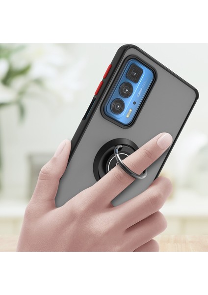 Motorola Edge 20 Pro Için Yüzük Stand Mat Sert Silikon Telefon Kılıfı - Yeşil (Yurt Dışından) indirimleri