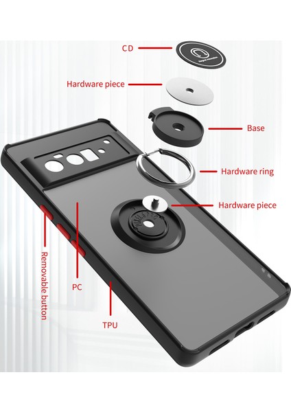 Google Pixel 6 Pro Için Yüzük Stand Mat Sert Silikon Telefon Kılıfı - Koyu Yeşil (Yurt Dışından) modelleri