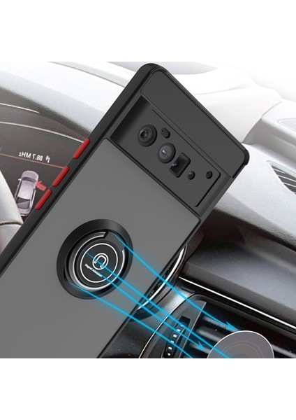 Google Pixel 6 Pro Için Yüzük Stand Mat Sert Silikon Telefon Kılıfı - Koyu Yeşil (Yurt Dışından) fırsatları