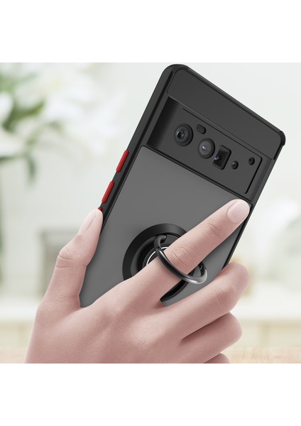 Google Pixel 6 Pro Için Yüzük Stand Mat Sert Silikon Telefon Kılıfı - Koyu Yeşil (Yurt Dışından) indirimleri
