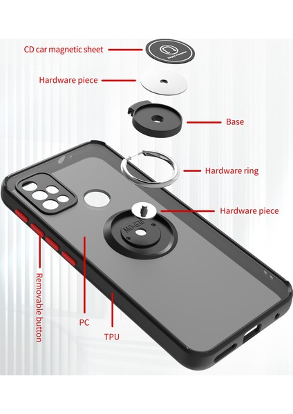 Motorola Moto G10 / G20 / G30 Için Yüzük Stand Mat Sert Silikon Telefon Kılıfı - Sarı (Yurt Dışından) modelleri
