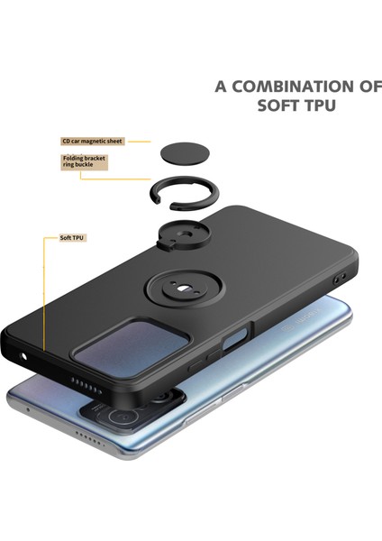 Xiaomi 11T / Xiaomi 11T Pro Için Ince Silikon Yüzük Stand Telefon Kılıfı - Midnight Green (Yurt Dışından) fiyatları