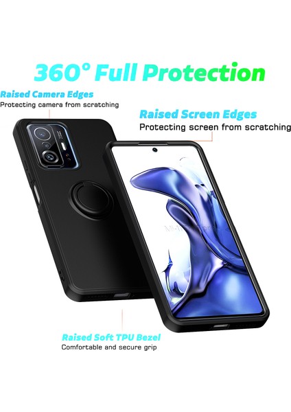 Xiaomi 11T / Xiaomi 11T Pro Için Ince Silikon Yüzük Stand Telefon Kılıfı - Midnight Green (Yurt Dışından) indirimleri