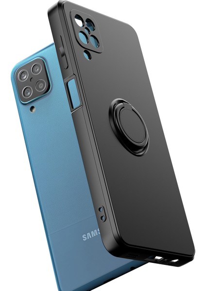 Samsung Galaxy A12 Için Ince Silikon Yüzük Stand Telefon Kılıfı - Beyaz (Yurt Dışından) modelleri
