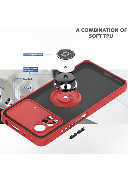 Xiaomi Poco M4 Pro 4g Için Yüzük Stand Mat Sert Silikon Telefon Kılıfı - Kırmızı (Yurt Dışından) modelleri