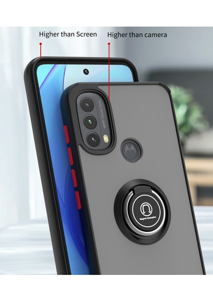 Motorola Moto E20 / E40 Için Yüzük Stand Mat Sert Silikon Telefon Kılıfı - Mavi (Yurt Dışından) fiyatları