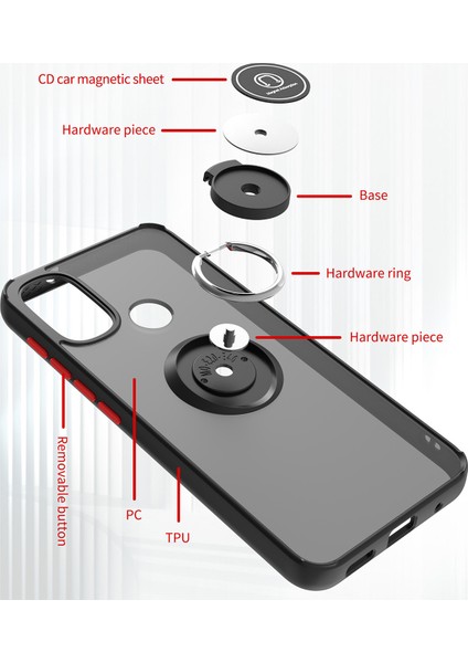 Motorola Moto E20 / E40 Için Yüzük Stand Mat Sert Silikon Telefon Kılıfı - Mavi (Yurt Dışından) modelleri