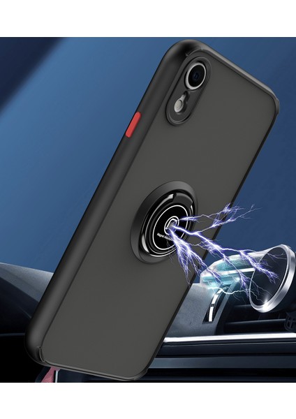 iPhone Xr Için Yüzük Stand Mat Sert Silikon Telefon Kılıfı - Siyah (Yurt Dışından) fiyatları