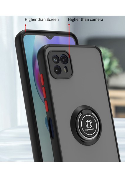 Motorola Moto G50 5g Için Yüzük Stand Mat Sert Silikon Telefon Kılıfı - Siyah (Yurt Dışından) fiyatları