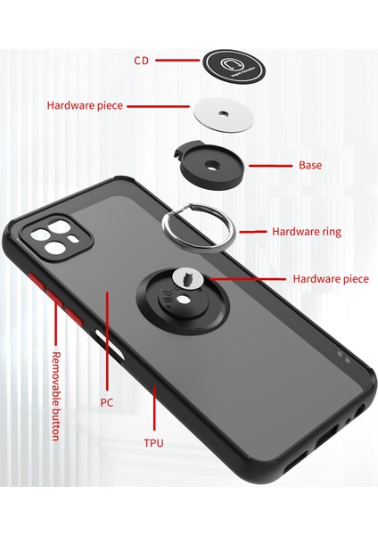 Motorola Moto G50 5g Için Yüzük Stand Mat Sert Silikon Telefon Kılıfı - Siyah (Yurt Dışından) modelleri