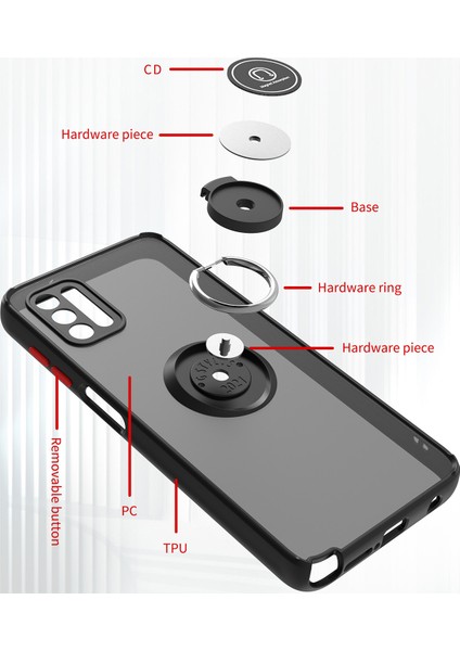 Motorola Moto G Stylus 2021 Için Yüzük Stand Mat Sert Silikon Telefon Kılıfı - Siyah (Yurt Dışından) modelleri