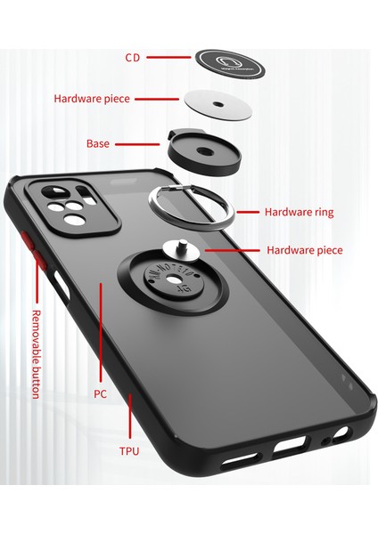Xiaomi Redmi Note 10 Pro / Note 10PRO Max Için Yüzük Stand Mat Sert Silikon Telefon Kılıfı - Yeşil (Yurt Dışından) modelleri