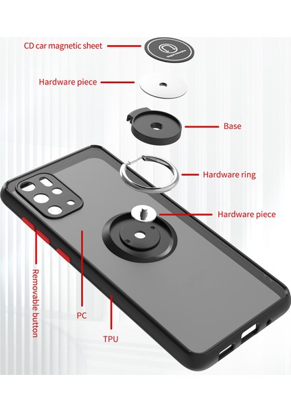 Samsung Galaxy S20 Plus Için Yüzük Stand Mat Sert Silikon Telefon Kılıfı - Koyu Yeşil (Yurt Dışından)
