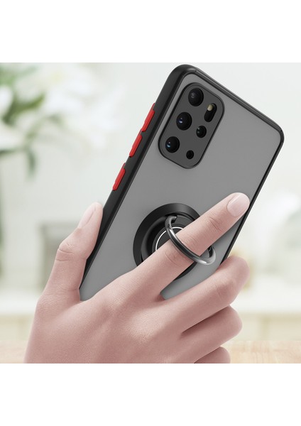 Samsung Galaxy S20 Plus Için Yüzük Stand Mat Sert Silikon Telefon Kılıfı - Koyu Yeşil (Yurt Dışından)