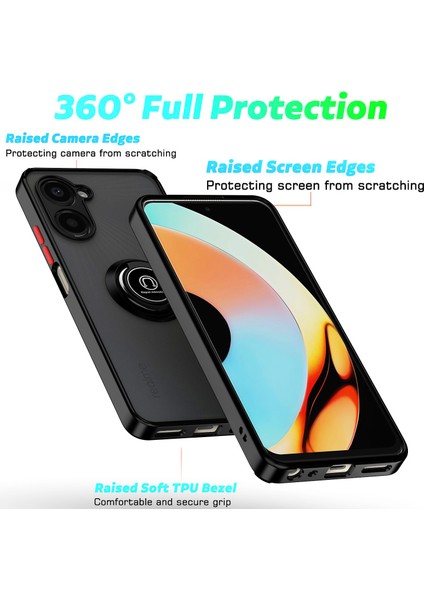 Realme 10 Pro 5g Için Yüzük Stand Mat Sert Silikon Telefon Kılıfı - Koyu Yeşil (Yurt Dışından)