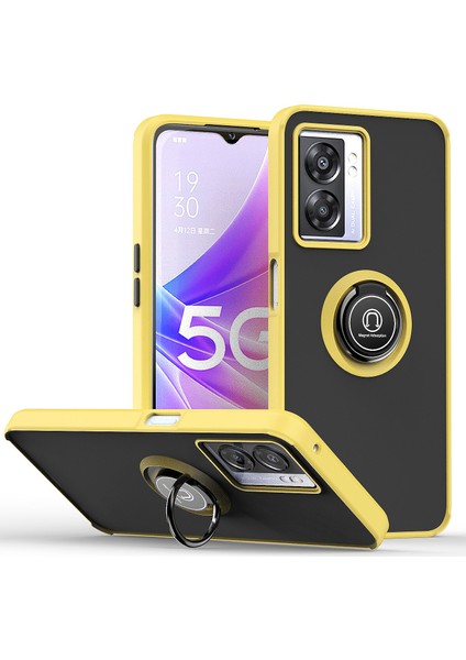 Oppo A57 5g Için Yüzük Stand Mat Sert Silikon Telefon Kılıfı - Sarı (Yurt Dışından)