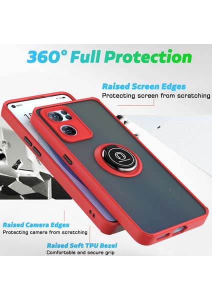 Oppo Reno7 5g Için Yüzük Stand Mat Sert Silikon Telefon Kılıfı - Siyah (Yurt Dışından)