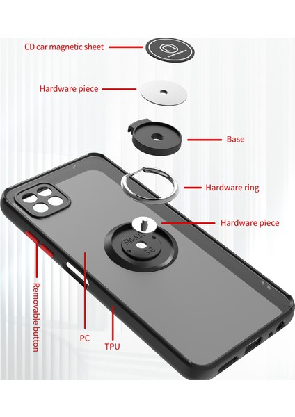 Samsung Galaxy A22 5g Için Yüzük Stand Mat Sert Silikon Telefon Kılıfı - Koyu Yeşil (Yurt Dışından) modelleri