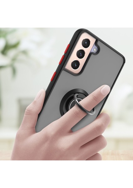Samsung Galaxy S21 Plus 5g Için Yüzük Stand Mat Sert Silikon Telefon Kılıfı - Siyah (Yurt Dışından) indirimleri