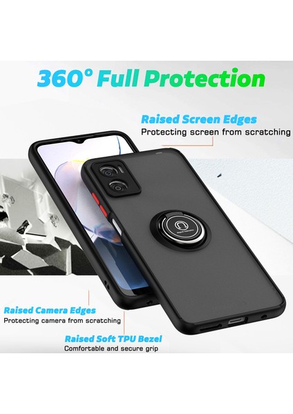Motorola Moto E22I / E22 Için Yüzük Stand Mat Sert Silikon Telefon Kılıfı - Mavi (Yurt Dışından) fiyatları