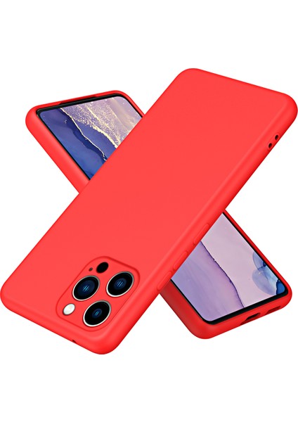 iPhone 12 Pro Için Ince Likit Silikon Yumuşak Telefon Kılıfı - Kırmızı (Yurt Dışından)