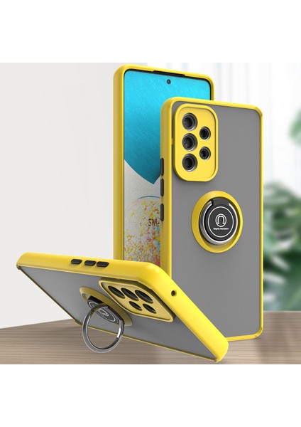 Samsung Galaxy A53 5g Için Yüzük Stand Mat Sert Silikon Telefon Kılıfı - Sarı (Yurt Dışından)