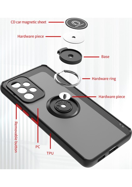 Samsung Galaxy A53 5g Için Yüzük Stand Mat Sert Silikon Telefon Kılıfı - Sarı (Yurt Dışından) modelleri