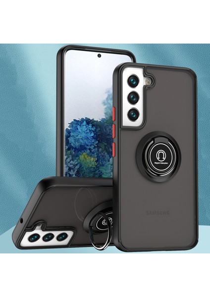 Samsung Galaxy S22 5g Için Yüzük Stand Mat Sert Silikon Telefon Kılıfı - Siyah/kırmızı (Yurt Dışından)