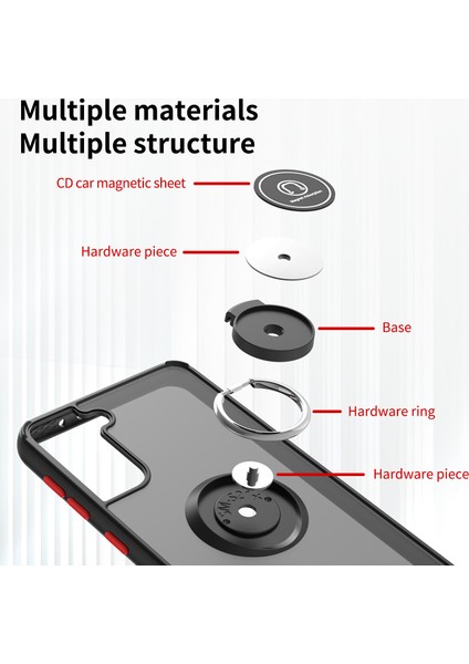 Samsung Galaxy S22 5g Için Yüzük Stand Mat Sert Silikon Telefon Kılıfı - Siyah/kırmızı (Yurt Dışından) modelleri