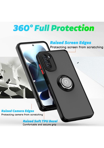 Motorola Moto G 5g 2022 Için Yüzük Stand Mat Sert Silikon Telefon Kılıfı - Siyah (Yurt Dışından) fiyatları
