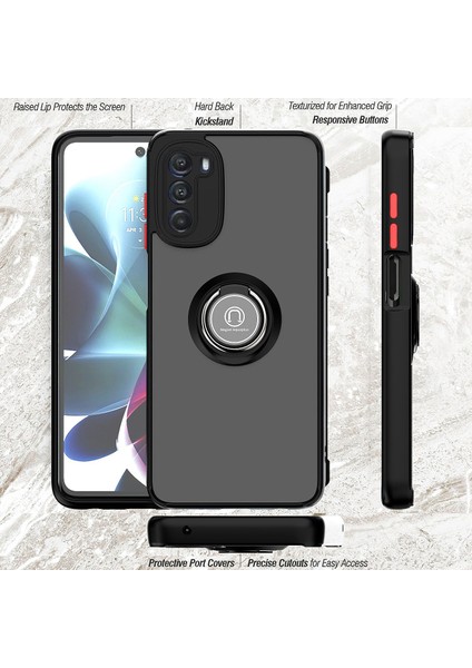 Motorola Moto G 5g 2022 Için Yüzük Stand Mat Sert Silikon Telefon Kılıfı - Siyah (Yurt Dışından) modelleri