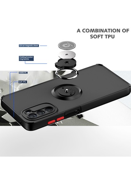 Motorola Moto G 5g 2022 Için Yüzük Stand Mat Sert Silikon Telefon Kılıfı - Siyah (Yurt Dışından) fırsatları