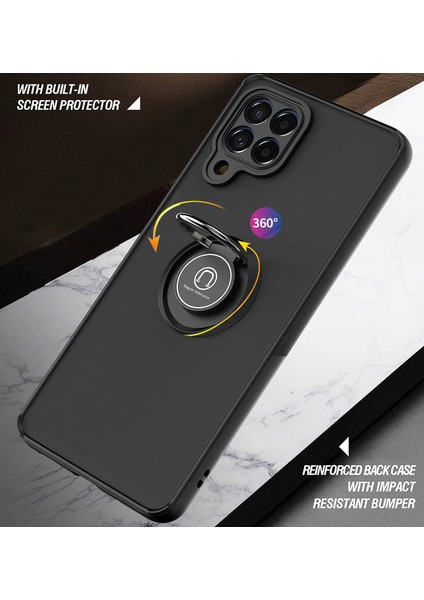 Samsung Galaxy M53 Için Yüzük Stand Mat Sert Silikon Telefon Kılıfı - Siyah/kırmızı (Yurt Dışından) indirimleri