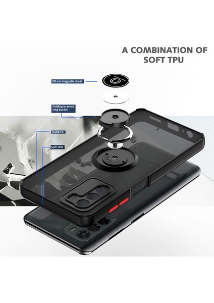 Motorola Moto G42 Için Yüzük Stand Mat Sert Silikon Telefon Kılıfı - Kırmızı (Yurt Dışından) modelleri